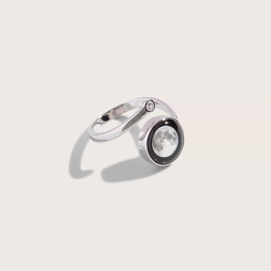moon phase Cosmic Spiral Ring in Rhodium