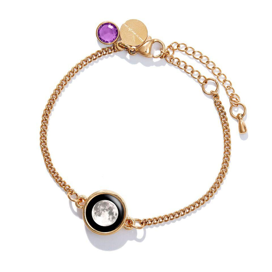 Moon phase purple Birthstone Pallene Bracelet in Gold