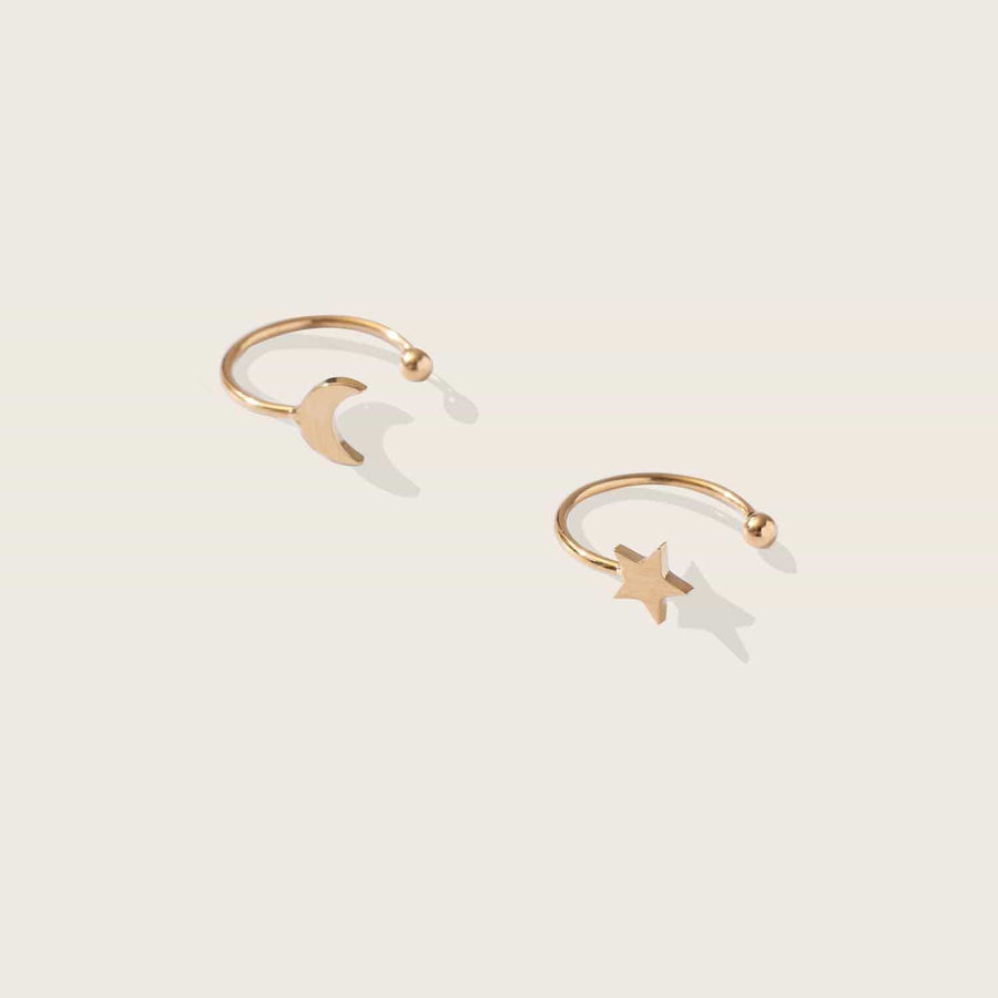 Brillare Moon & Star Ear Cuffs in Gold