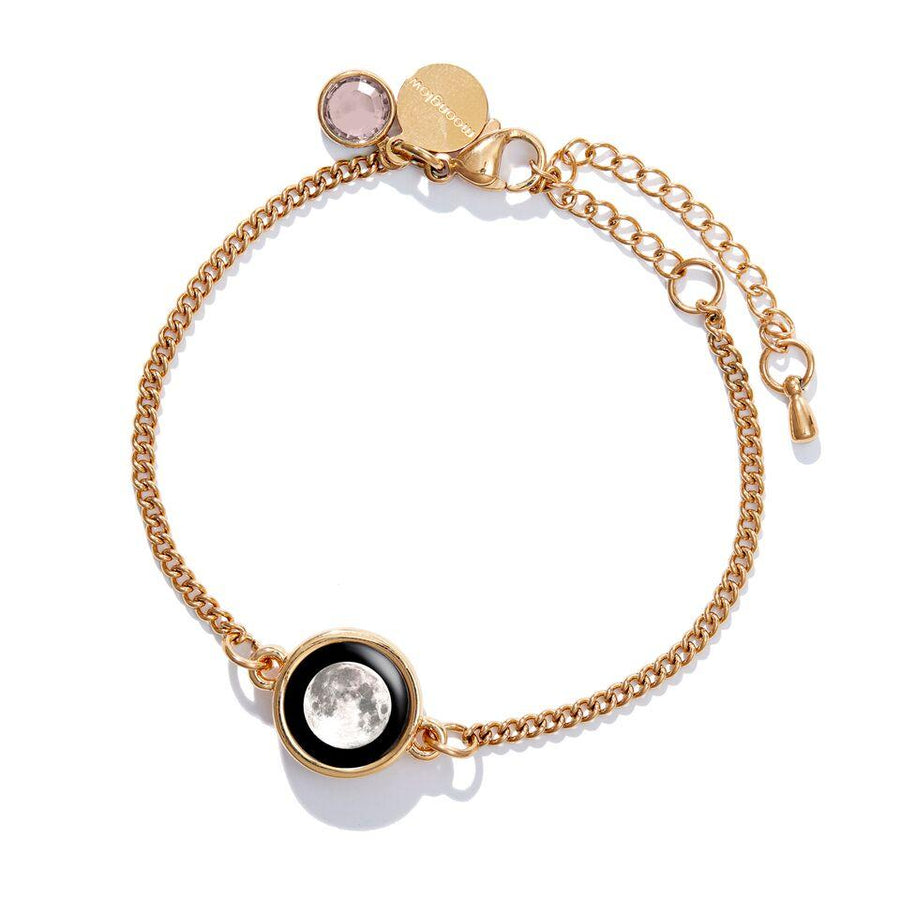 Moon phase pink Birthstone Pallene Bracelet in Gold