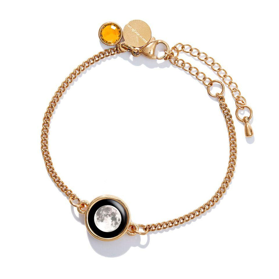 Moon phase orange Birthstone Pallene Bracelet in Gold