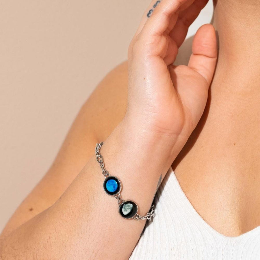 Two Moon Bracelet in Stainless Steel