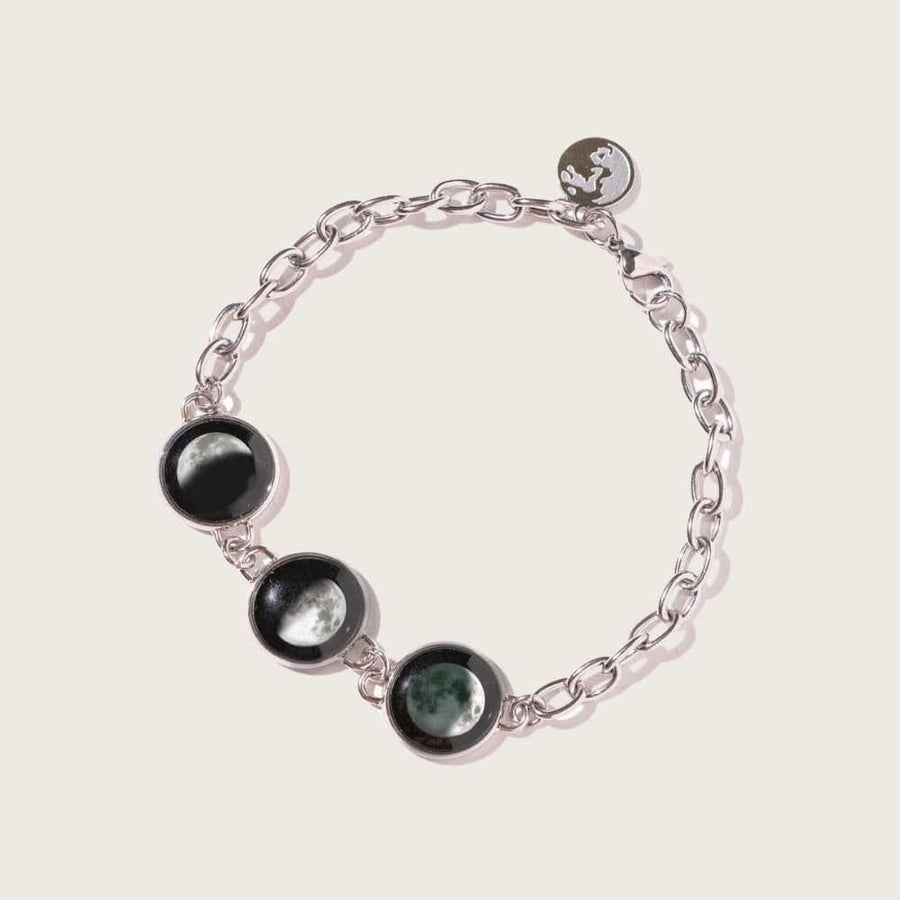 Three Moon Stainless Steel Link Bracelet