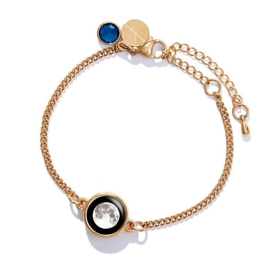 Moon phase dark blue Birthstone Pallene Bracelet in Gold