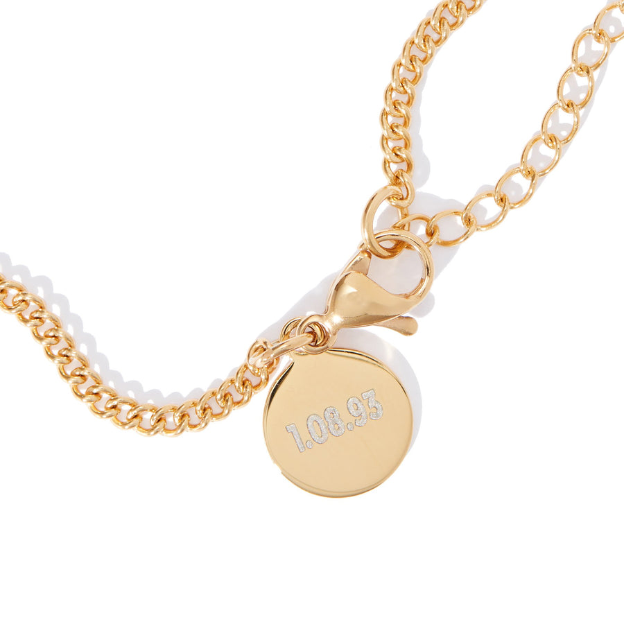 Engravable tag Moon phase Birthstone Pallene Bracelet in Gold