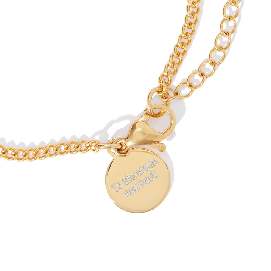 Engravable tag Moon phase Birthstone Pallene Bracelet in Gold