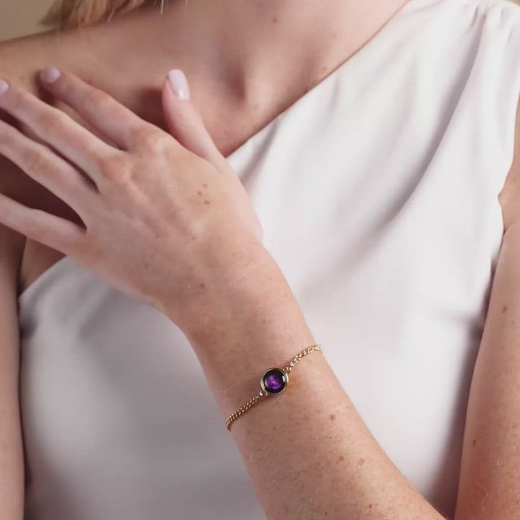 Video of woman wearing Pallene Bracelet in Gold