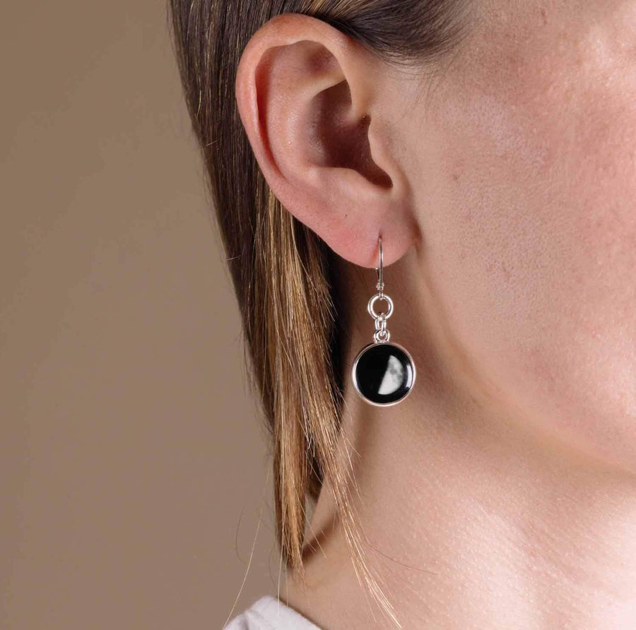 Woman wearing Celestial Moonrise Earrings