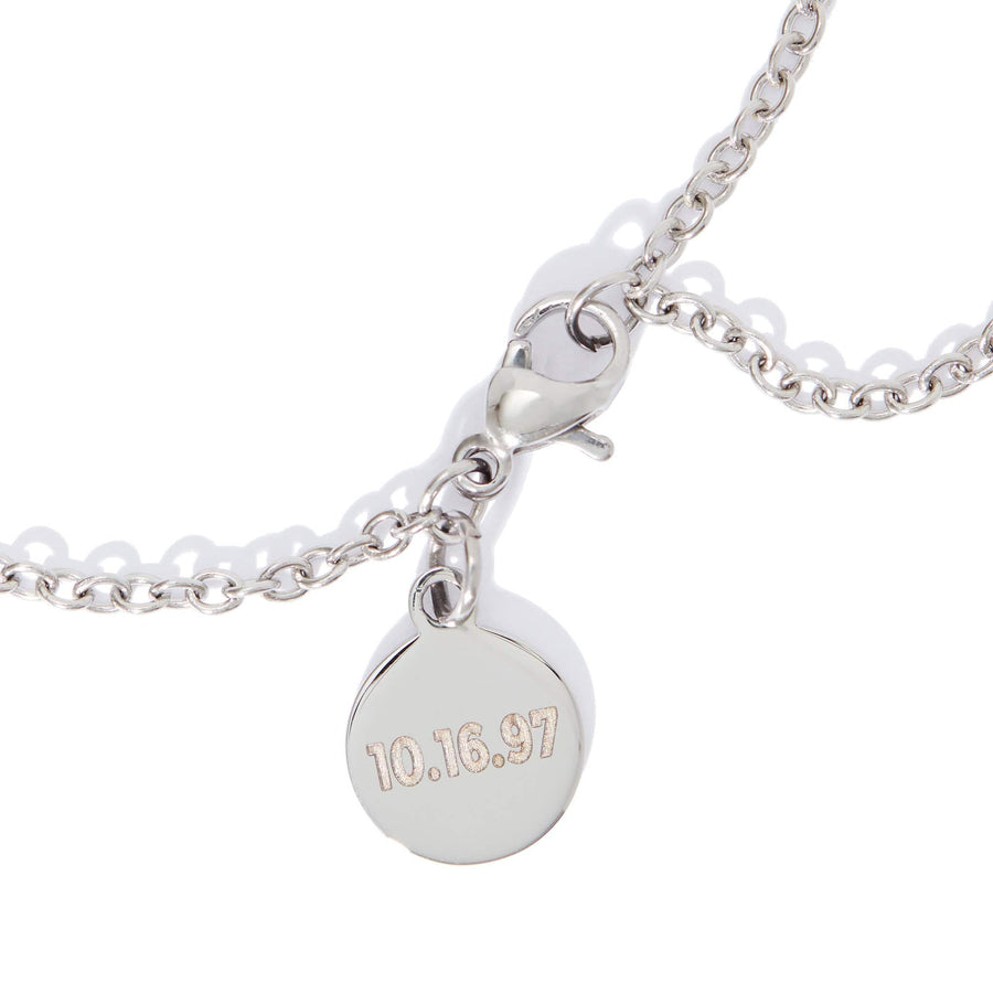 Engravable tag on Tri-Mare Charm Necklace