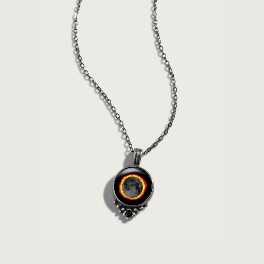 Solar Eclipse Classic Necklace with Black Crystal