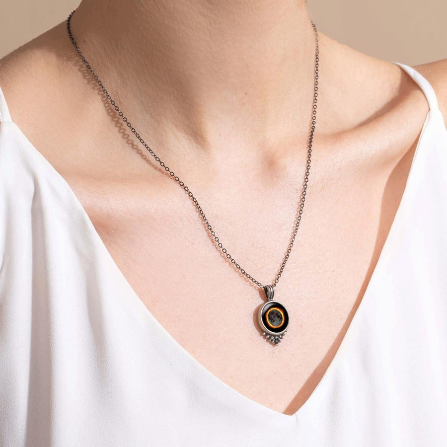 Solar Eclipse Classic Necklace with Black Crystal