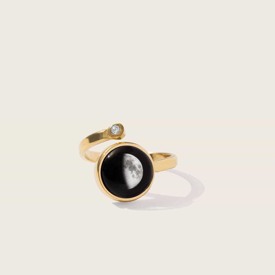 Moon phase Cosmic Spiral Ring in Gold