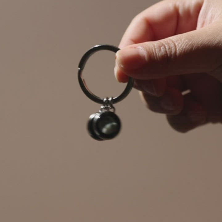 Double Moon Memory Key Ring in Stainless Steel