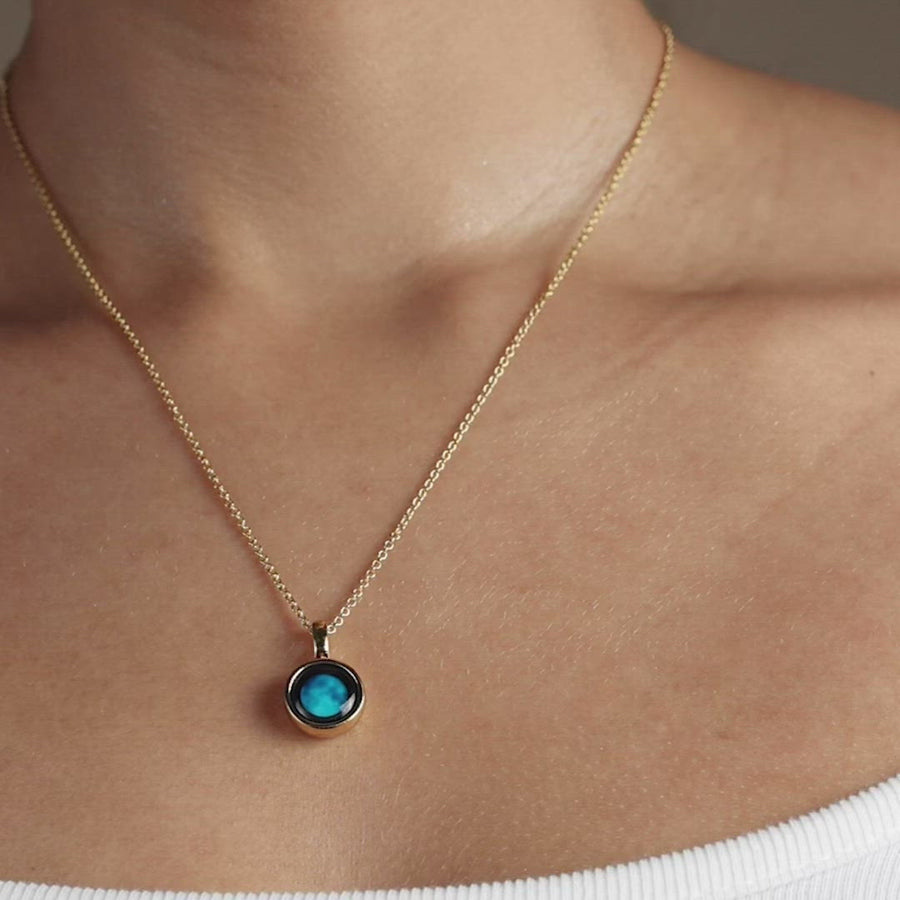 Blue moon gold necklace