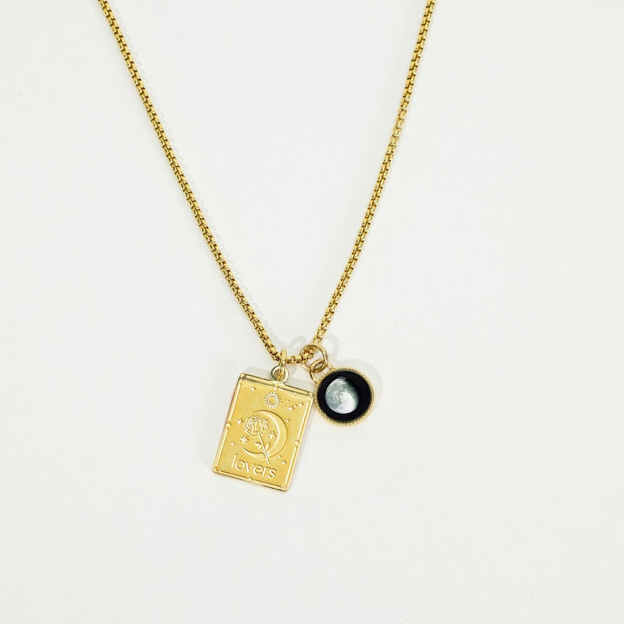 The Lover’s Tarot Card Necklace by Chloe Caroline in Gold