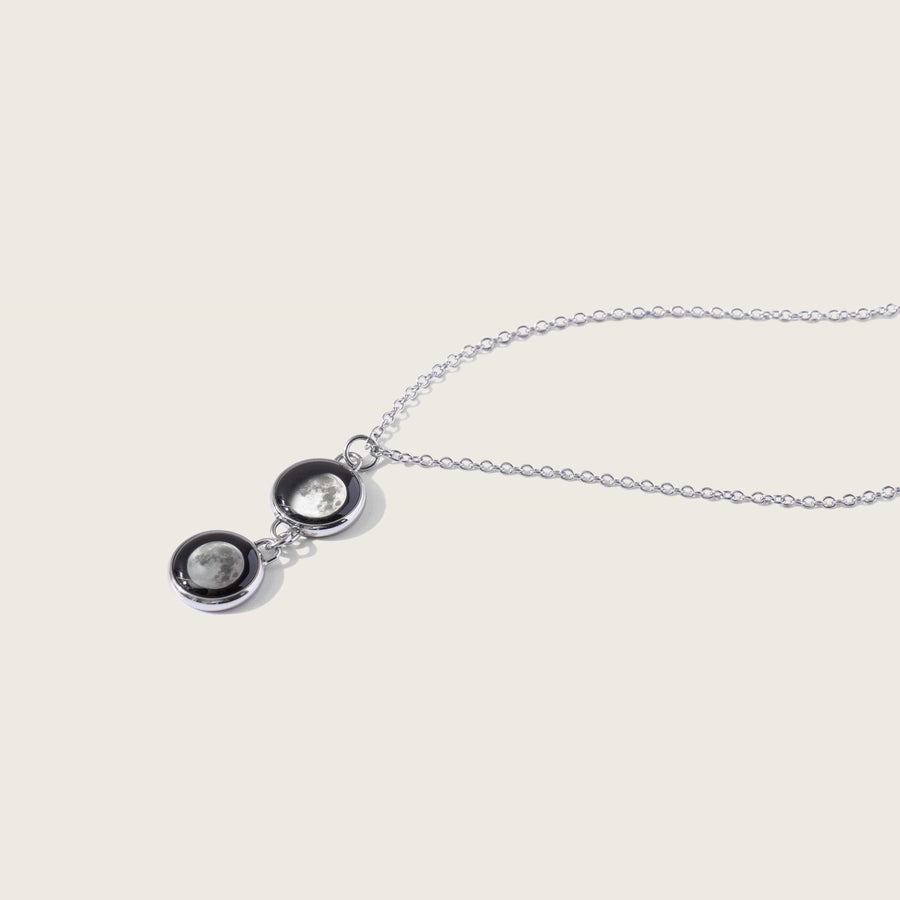 silver plated 2 moon pendant necklace 