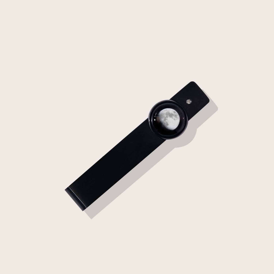  moon phase tie bar in matte black stainless steel