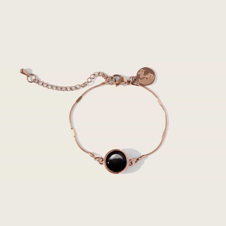 Adjustable moon phase rose gold pendant bracelet 