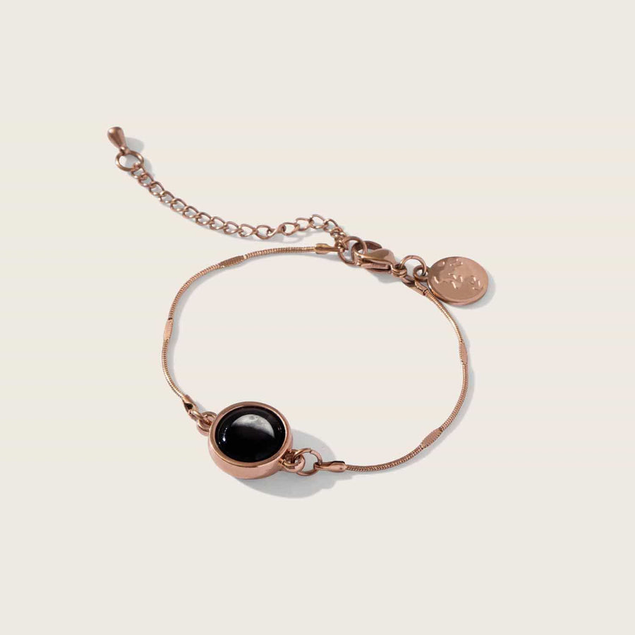 Adjustable moon phase rose gold pendant bracelet