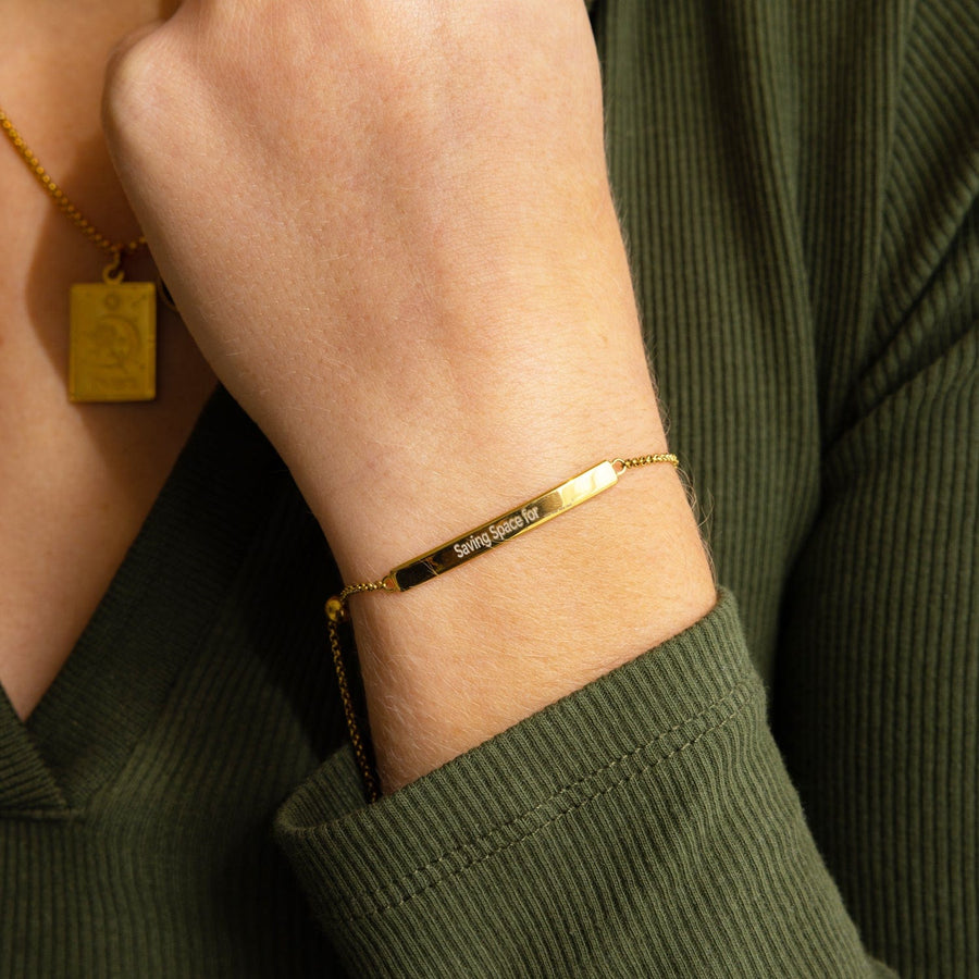 The Saving Space Bar Bracelet by Chloe Caroline in Gold Moonglow Jewelry