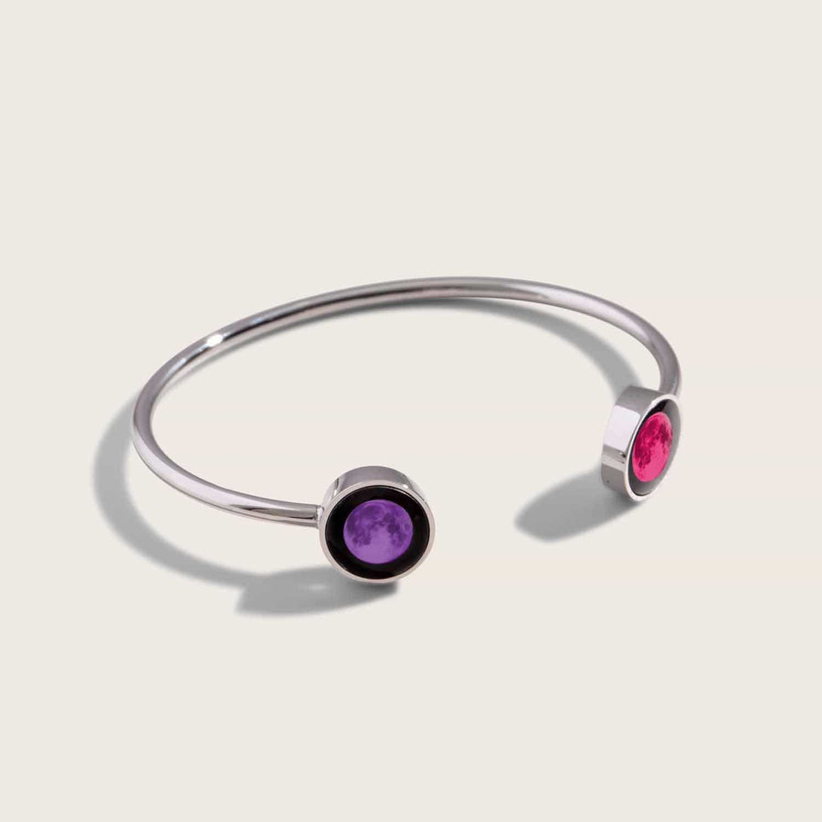 Pink Moon Lunar Dyad Cuff in Stainless Steel