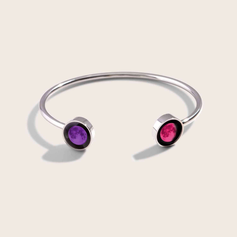 Pink Moon Lunar Dyad Cuff in Stainless Steel