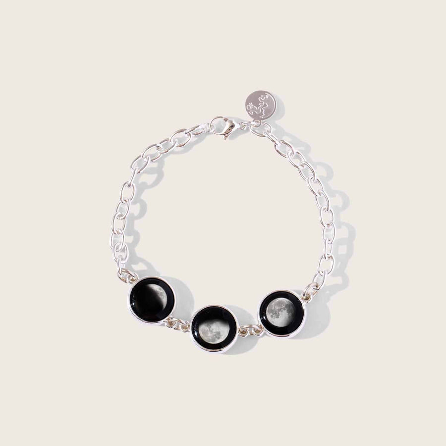 Silver plated Trinity Moon Charm Bracelet moon jewelry